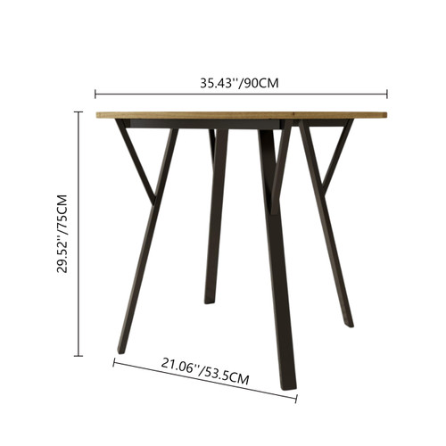 35.4 Inch Round Tulip Dining Table, Small Circle Kitchen Table with Metal Black Legs for 2-4 People,Modern Dining Room Table