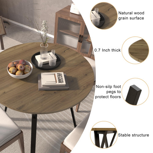 35.4 Inch Round Tulip Dining Table, Small Circle Kitchen Table with Metal Black Legs for 2-4 People,Modern Dining Room Table
