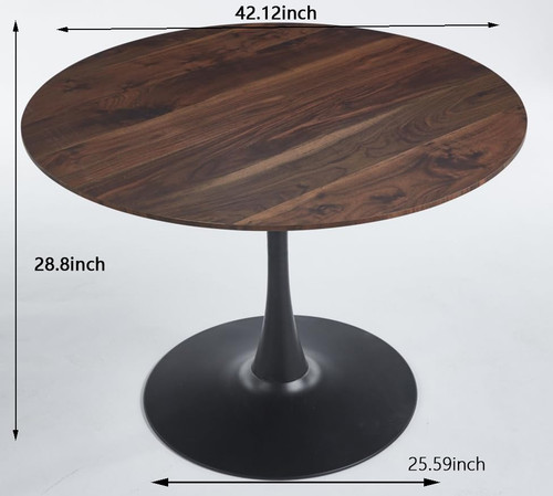 42" Round Tulip Dining Table, Mid-Century Tulip Table Kitchen Tulip Dining Table 2-4 People with MDF Table Top &Metal Base for Office Living Room