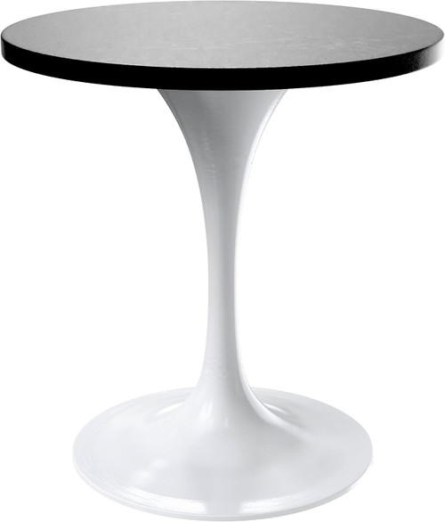 Mid-Century Modern 27 Inch Round Dining Table, MDF Wood Tabletop with White Steel Pedestal Base, Contemporary Kitchen & Dining Room Table, Small Space Breakfast Table, Black