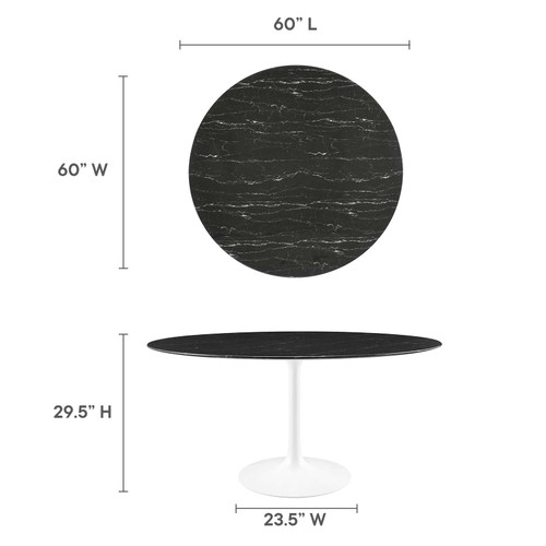 Dining Table, 60", White Black