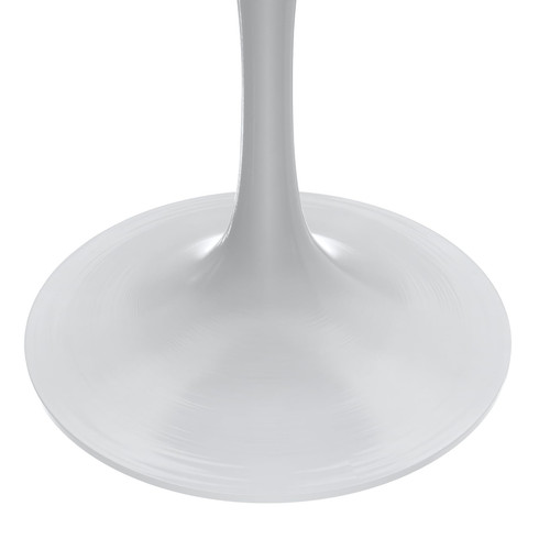 Mid-Century Modern Dining Table with a 27" Round Sintered Stone Tabletop and White Stainless Steel Pedestal Base for Kitchen and Dining Room (Grey)
