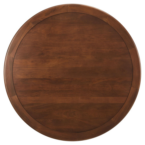 60 Inch Round Wood Dining Table with Metal Pedestal in Black Walnut - Modern Industrial Dining Table for 6 People - Solid Wood Tulip Kitchen Table