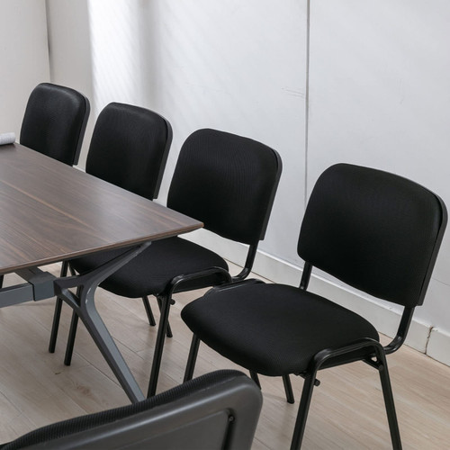 Set of 10, Black Mesh Fabric, Stackable Office Guest Chairs, Reception Waiting Room Chairs with Padded Seat & Back, Armless No Wheels Conference Chairs for Office Meeting Lobby