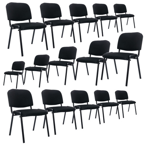 Set of 15, Black Mesh Fabric, Stackable Office Guest Chairs, Reception Waiting Room Chairs with Padded Seat & Back, Armless No Wheels Conference Chairs for Office Meeting Lobby