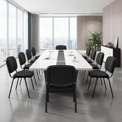 Set of 20, Black Mesh Fabric, Stackable Mesh Office Chairs, Reception Waiting Room Chairs with Padded Seat & Back, Armless No Wheels Conference Chairs for Office,Training, Meeting, Event
