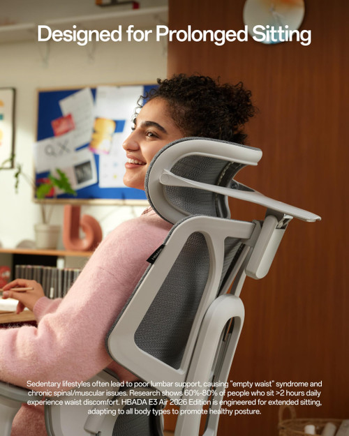 Ergonomic Office Chair, 3-Zone Lumbar Support, Comfy Home Office Chair with Auto Recline, 4D Headrest & Armrests, 140° Tilt for Work & Relax, Grey with Footrest