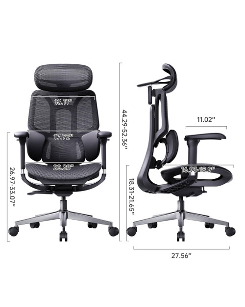 Ergonomic Office Chair, 3-Zone Lumbar Support, Comfy Home Office Chair with Auto Recline, 4D Headrest & Armrests, 140° Tilt for Work & Relax, Black