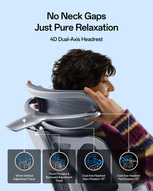 Ergonomic Office Chair, Mesh Desk Chair with 3-Zone Floating Lumbar Support, Upgraded 4D Headrest, 720° Armrests, Grey