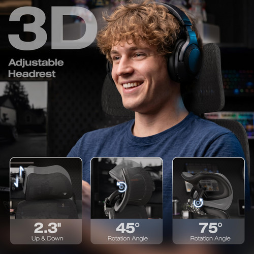Ergonomic Mesh Office Chair with Footrest, Big and Tall Home Desk Chair with 5D Flip-Up Arms, Adjustable 3D Lumbar Support, Gaming & Executive Computer Chair (Night Reaper)