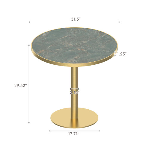 31.5" Round Tulip Dining Table, Mid-Century Tulip Table Kitchen Tulip Dining Table 2 People with Faux Marble Table Top & Stainless Steel Base for Office Living Room