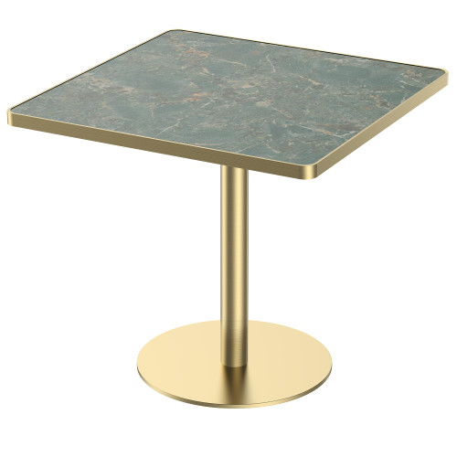 31.5" Square Tulip Dining Table, Mid-Century Tulip Table Kitchen Tulip Dining Table 2 People with Faux Marble Table Top & Stainless Steel Base for Office Living Room