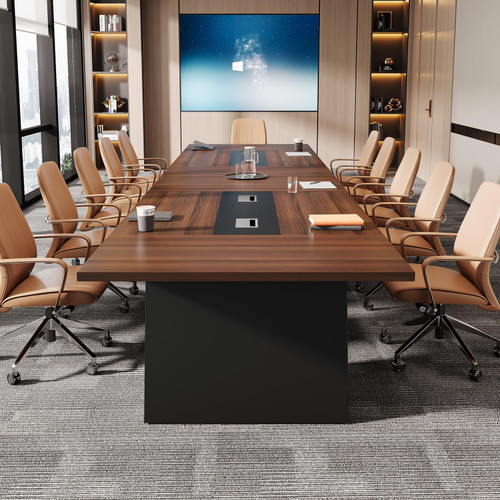 8ft Conference Table, Large Office Conference Table for 8-10 Person, Business Seminar Furniture for Conference Room