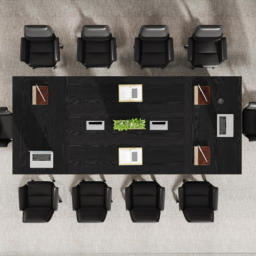 8ft Conference Table, Large Meeting Table for 8-10 People, Business Seminar Furniture for Office Conference Room (4, Black)