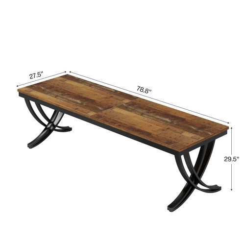 6.5FT Conference Table for 6-8 People, 78 inch Long Rectangular Seminar Table with Strong Metal Frame, Business Furniture Boardroom Desk for Office Meeting Conference Room (1PC, Mix Brown)