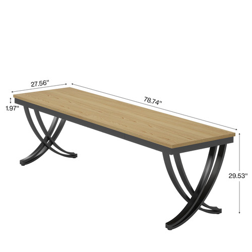 6.5FT Conference Table for 6-8 People, 78 inch Long Rectangular Seminar Table with Strong Metal Frame, Business Furniture Boardroom Desk for Office Meeting Conference Room (1PC, Oak)