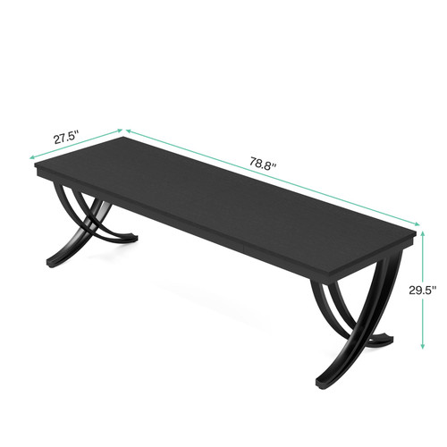 6.5FT Conference Table for 6-8 People, 78 inch Long Rectangular Seminar Table with Strong Metal Frame, Business Furniture Boardroom Desk for Office Meeting Conference Room (1PC, Black)