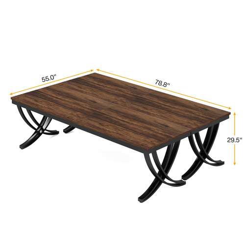 (2PCS, Brown) 6.5FT Conference Table for 6-8 People, 78 inch Long Rectangular Seminar Table with Strong Metal Frame, Business Furniture Boardroom Desk for Office Meeting Conference Room 
