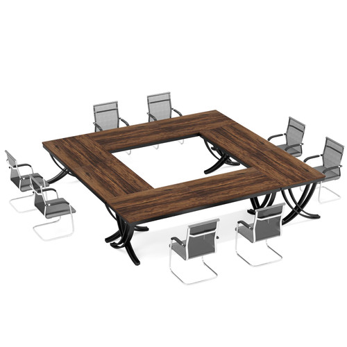 (2PCS, Brown) 6.5FT Conference Table for 6-8 People, 78 inch Long Rectangular Seminar Table with Strong Metal Frame, Business Furniture Boardroom Desk for Office Meeting Conference Room 