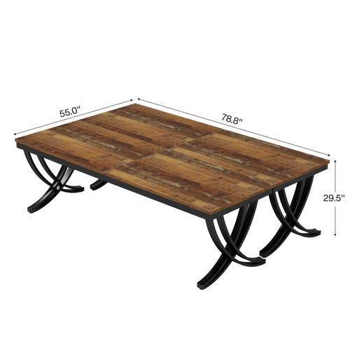 (2PCS, Mix Brown) 6.5FT Conference Table for 6-8 People, 78 inch Long Rectangular Seminar Table with Strong Metal Frame, Business Furniture Boardroom Desk for Office Meeting Conference Room 