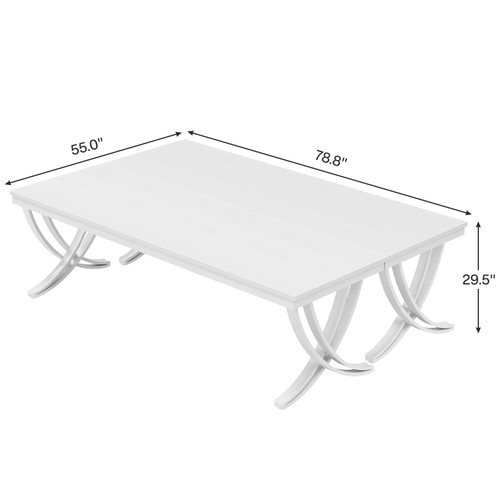 (2PCS, White) 6.5FT Conference Table for 6-8 People, 78 inch Long Rectangular Seminar Table with Strong Metal Frame, Business Furniture Boardroom Desk for Office Meeting Conference Room 