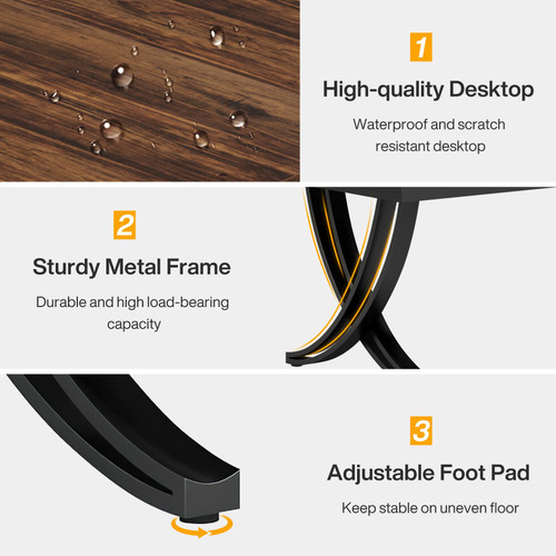 (4PCS, Brown) 6.5FT Conference Table for 6-8 People, 78 inch Long Rectangular Seminar Table with Strong Metal Frame, Business Furniture Boardroom Desk for Office Meeting Conference Room 