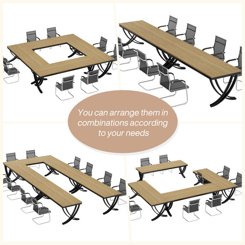 (4PCS, Oak) 6.5FT Conference Table for 6-8 People, 78 inch Long Rectangular Seminar Table with Strong Metal Frame, Business Furniture Boardroom Desk for Office Meeting Conference Room 