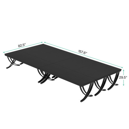 (6PCS, Black) 6.5FT Conference Table for 6-8 People, 78 inch Long Rectangular Seminar Table with Strong Metal Frame, Business Furniture Boardroom Desk for Office Meeting Conference Room 