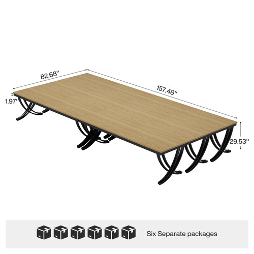 (6PCS, Oak) 6.5FT Conference Table for 6-8 People, 78 inch Long Rectangular Seminar Table with Strong Metal Frame, Business Furniture Boardroom Desk for Office Meeting Conference Room 