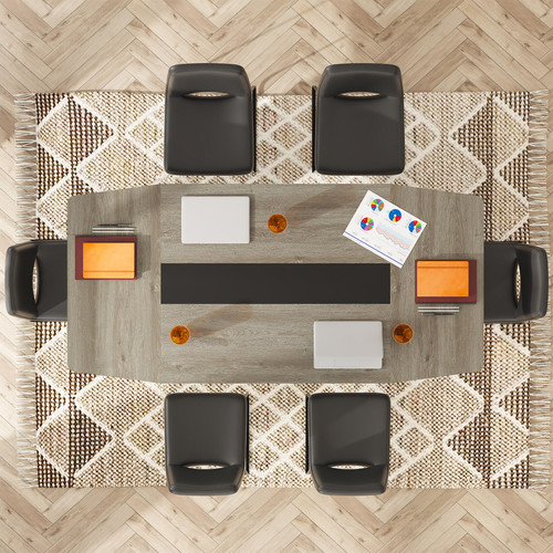 6FT Conference Table, 70.86L x 35.43W x 29.52H Inches Boat Shaped Meeting Table, Industrial Grey Seminar Table for Office Meeting Conference Room