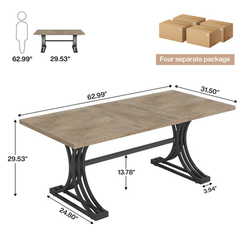 (4, Grey + Black)10.5FT Conference Table, Modern Meeting Table for 8-10 People, Rectangle Seminar Boardroom Table for Office Conference Room with Stylish Legs 