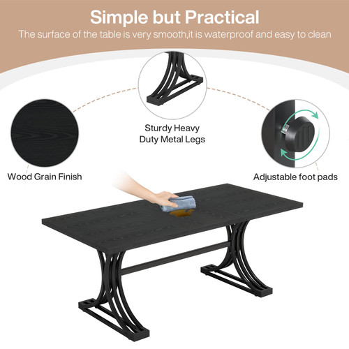 (6, Black) 10.5FT Conference Table, Modern Meeting Table for 8-10 People, Rectangle Seminar Boardroom Table for Office Conference Room with Stylish Legs 