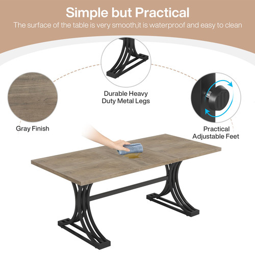 (6, Grey + Black) 10.5FT Conference Table, Modern Meeting Table for 8-10 People, Rectangle Seminar Boardroom Table for Office Conference Room with Stylish Legs 