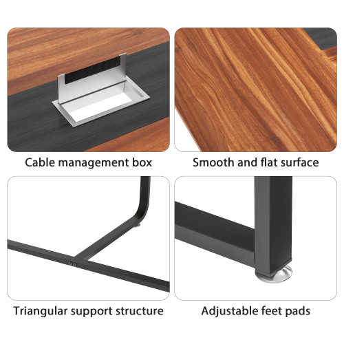 8FT Conference Table,94.4 L x 47.2 W x30.7 H Meeting Seminar Table with Grommet,Stability Enhancement,Large Conference Room Table for Office Meeting (Brown)