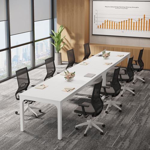 6.5 FT Conference Room Table, 78.74" W x 27.56" D Large Office Conference Table, Modern Seminar Meeting Table Desk for Boardroom, Meeting Room (1, White)