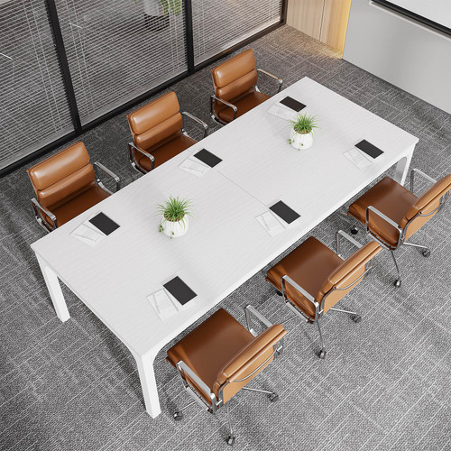6.5 FT Conference Room Table, 78.74" W x 27.56" D Large Office Conference Table, Modern Seminar Meeting Table Desk for Boardroom, Meeting Room (1, White)