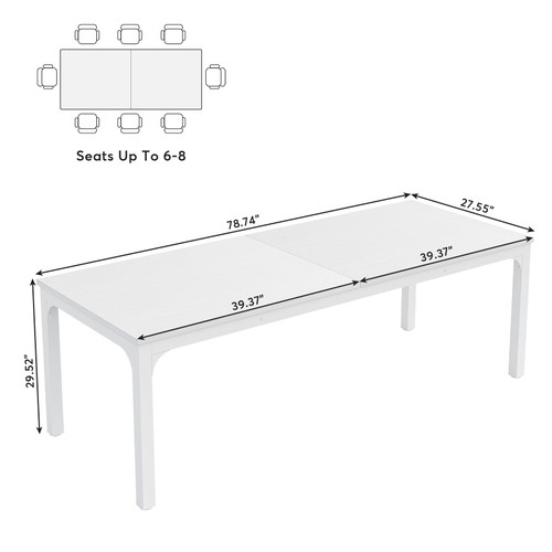 6.5 FT Conference Room Table, 78.74" W x 27.56" D Large Office Conference Table, Modern Seminar Meeting Table Desk for Boardroom, Meeting Room (1, White)