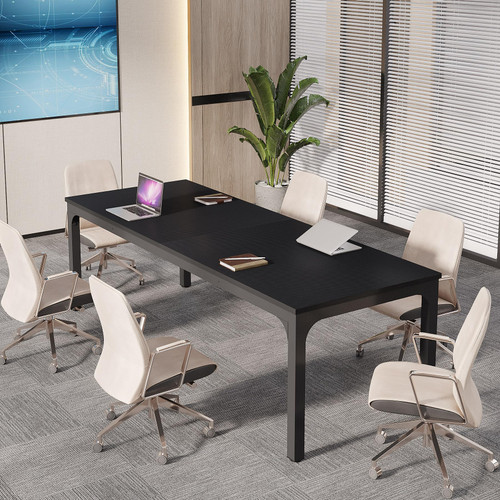 6.5 FT Conference Room Table, 78.74" W x 27.56" D Large Office Conference Table, Modern Seminar Meeting Table Desk for Boardroom, Meeting Room (1, Black)