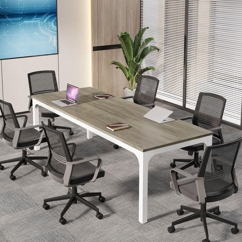 6.5 FT Conference Room Table, 78.74" W x 27.56" D Large Office Conference Table, Modern Seminar Meeting Table Desk for Boardroom, Meeting Room (1, Gray)