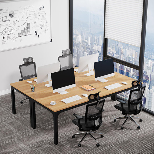 6.5 FT Conference Room Table, 78.74" W x 27.56" D Large Office Conference Table, Modern Seminar Meeting Table Desk for Boardroom, Meeting Room (1, Natural)