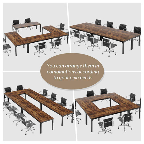 6.5 FT Conference Room Table, 78.74" W x 27.56" D Large Office Conference Table, Modern Seminar Meeting Table Desk for Boardroom, Meeting Room (1, Rustic Brown)
