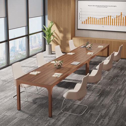 6.5 FT Conference Room Table, 78.74" W x 27.56" D Large Office Conference Table, Modern Seminar Meeting Table Desk for Boardroom, Meeting Room (1, Walnut)