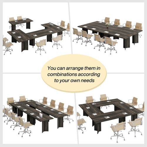 5.5FT Conference Table, 63-inch Rectangle Meeting Seminar Table, Large Wooden Business Tables for 4-6 People, Heavy Duty Pedestal (Dark Gray)