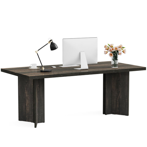 (Set of 6, Dark Gray) 15.7FT Conference Table, Large Rectangle Meeting Seminar Table for 14-16 Person, Long Wooden Business Tables