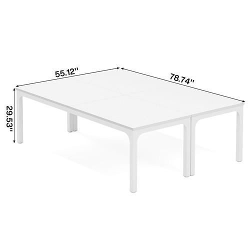 (2, White) 6.5 FT Conference Room Table, 78.74" W x 27.56" D Large Office Conference Table, Modern Seminar Meeting Table Desk for Boardroom, Meeting Room