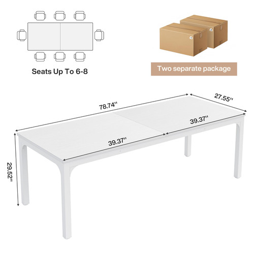 (2, White) 6.5 FT Conference Room Table, 78.74" W x 27.56" D Large Office Conference Table, Modern Seminar Meeting Table Desk for Boardroom, Meeting Room