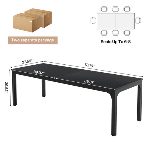 (2, Black) 6.5 FT Conference Room Table, 78.74" W x 27.56" D Large Office Conference Table, Modern Seminar Meeting Table Desk for Boardroom, Meeting Room 