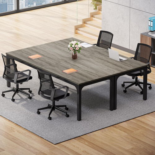 (2, Gray and Black) 6.5 FT Conference Room Table, 78.74" W x 27.56" D Large Office Conference Table, Modern Seminar Meeting Table Desk for Boardroom, Meeting Room 