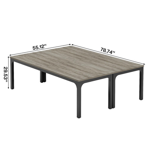(2, Gray and Black) 6.5 FT Conference Room Table, 78.74" W x 27.56" D Large Office Conference Table, Modern Seminar Meeting Table Desk for Boardroom, Meeting Room 