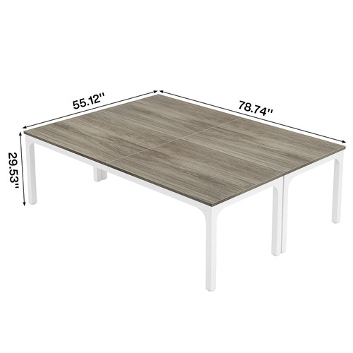 (2, Gray) 6.5 FT Conference Room Table, 78.74" W x 27.56" D Large Office Conference Table, Modern Seminar Meeting Table Desk for Boardroom, Meeting Room 